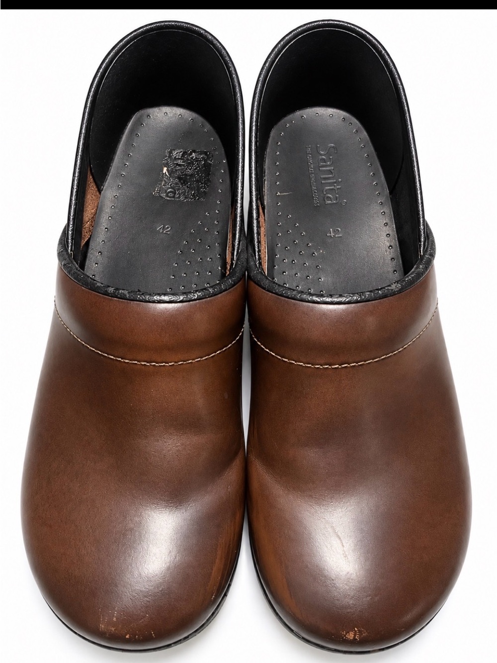 Sanita Original Danish Clogs EU 42 Brown Leather teacher Nursing Work Comfy
